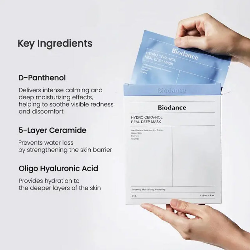 BIODANCE Hydro Cera-nol Real Deep Mask 4 Sheets – Hydration Blue