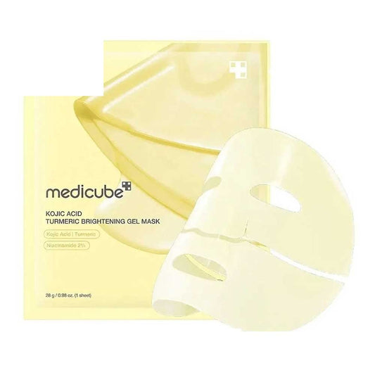 MEDICUBE มาส์กเจลไบรท์เทนนิ่งกรดโคจิกและขมิ้น – มาส์กแผ่นเพิ่มความกระจ่างใส
