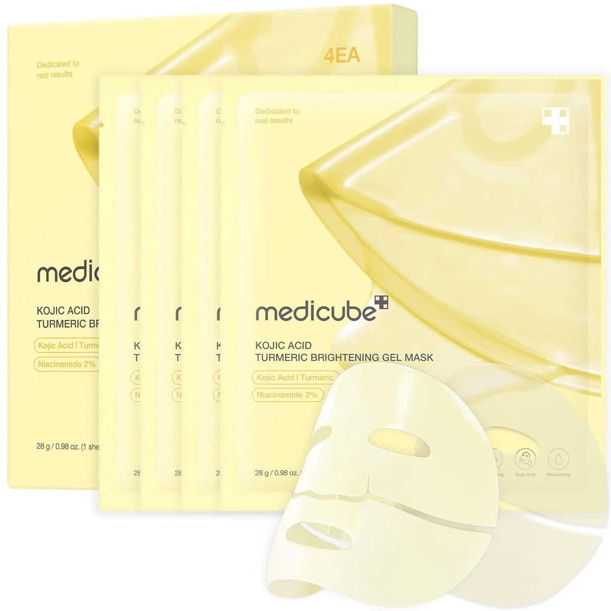 MEDICUBE มาส์กเจลไบรท์เทนนิ่งกรดโคจิกและขมิ้น – มาส์กแผ่นเพิ่มความกระจ่างใส